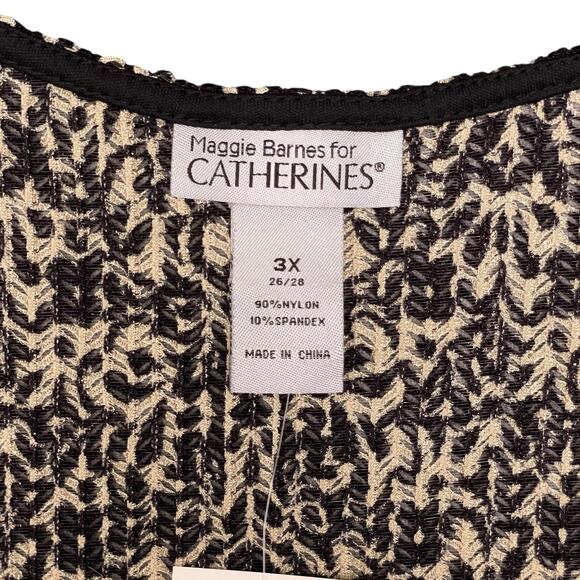Maggie Barnes Catherines NWT Open-Front Cardigan Plus Size 3X Black Brown Casual - Picture 4 of 7